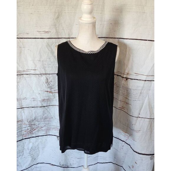 Misook Black Perforated Sleeveless Top Size Small - Picture 1 of 6